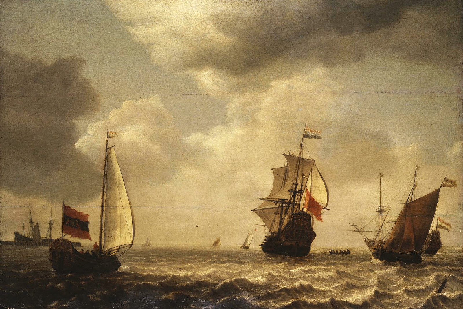 states yacht and other ships on rippling water